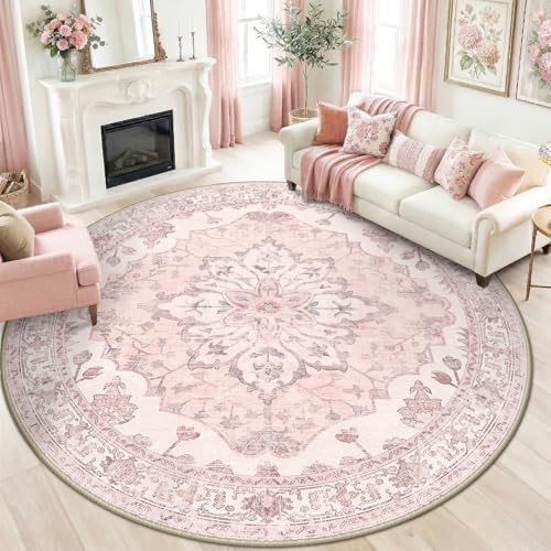RELEANY Washable Area Rug, Round 8ft by RELEANY
