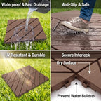 44 Pack Plastic Interlocking Deck Tiles, 12 x 12 Inch Waterproof Outdoor Floor - Image 4