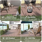 44 Pack Interlocking Deck Tiles, Plastic Patio Flooring（Stripe） - Image 3