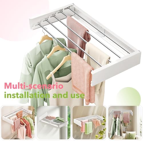 ZdwCyl Wall Mounted Drying Rack, 32 inches, Clothes Drying Rack, Laundry Drying - Image 6