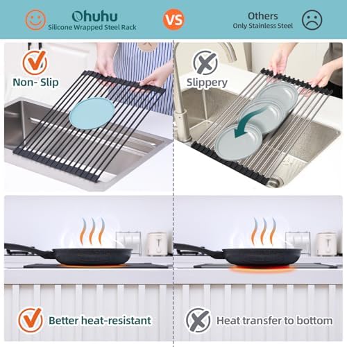 Ohuhu Roll Up Dish Racks, 16.5" L x 13" W Over The Sink Dish Drainer Drying - Image 4