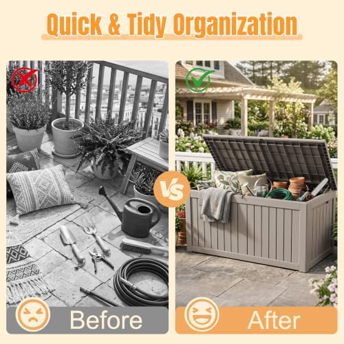 Outdoor Storage Box, 360 Gallon Waterproof Resin Deck Box - Image 4