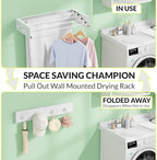 Foldable Wall Mounted Drying Rack, Stainless Steel Expandable Clothes Drying - Image 2