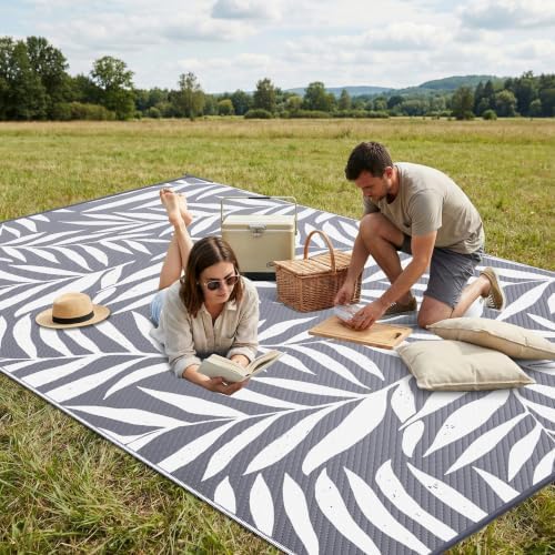 Smiry Outdoor Rug 8x10 ft Waterproof Reversible Leaf Mat - Image 4