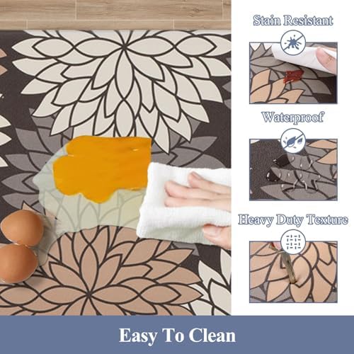HEBE Kitchen Mats for Floor, Floral Anti Fatigue Kitchen Rugs Set of 2 - Image 5