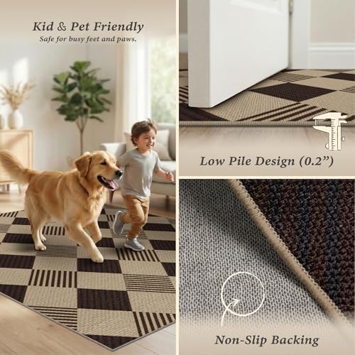 JTJ Easy Jute 2x3 Entryway Rug, Washable Non Slip Diamond Pattern - Image 5