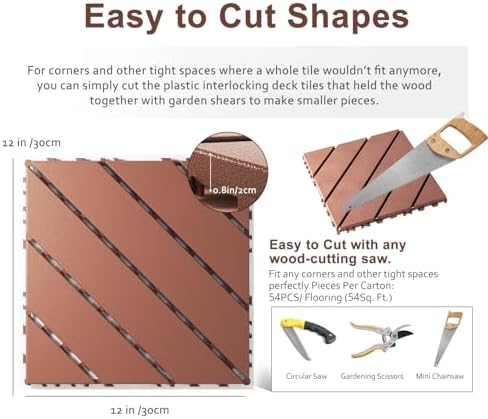 EchoDeck Interlocking Deck Tiles, 54 Pack Deck Tiles Interlocking Outdoor All - Image 6