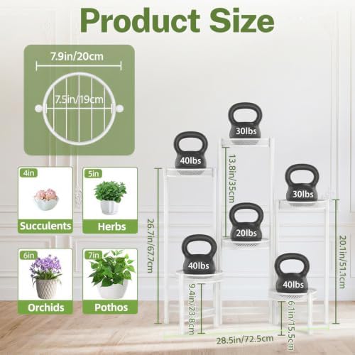 iDavosic.ly Plant Stand Indoor Outdoor, 6 Tier Iron Corner Shelf - Image 4