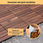 20 PCS Interlocking Deck Tiles, Striped Pattern 12"x12" Acacia Wood Outdoor - Image 6