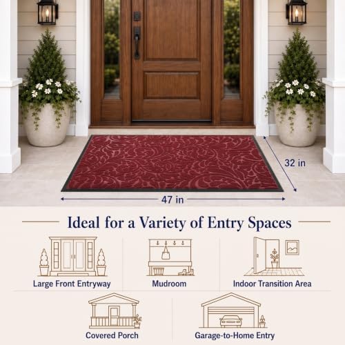 Yimobra Extra Large Front Door Mat, Floral Outdoor Mat - Image 2