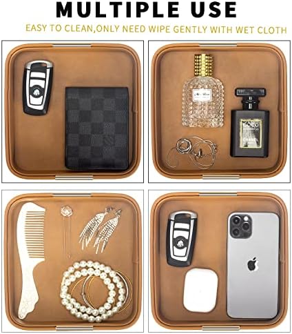 SANZIE Leather Tray Desktop Storage, Trinket Catchall Tray - Image 3