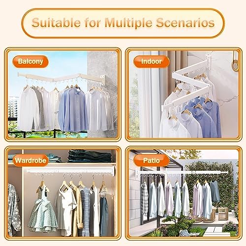 ZdwCyl Clothes Drying Rack, Laundry Space Saver Wall Mounted, Retractable - Image 6