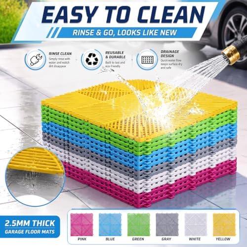 Barydat 72 Pcs 12x12 Garage Floor Tiles Interlocking Drainage - Image 4