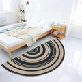 Easy Jute Rug 3x6Ft Half Circle Rainbow Carpet by Lacomfy