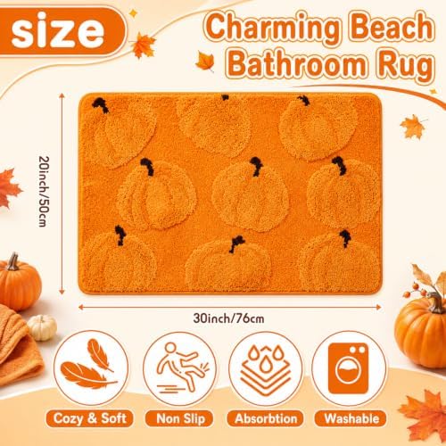 Capoda 1 Pcs Fall Pumpkin Bathroom Rug 20 x 30 Inch - Image 2