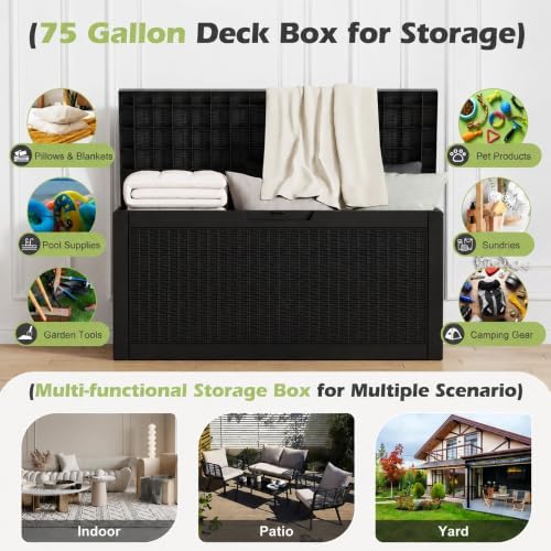 Outdoor Storage Box Waterproof, 75 Gallon Deck Box - Image 3