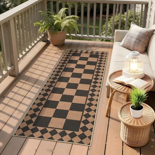 GarveeHome Checkered Jute Runner Rug 2x6 Kitchen Runner Rugs Indoor Outdoor - Image 7