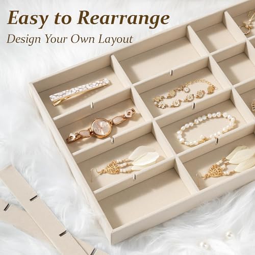 pickpiff Drawer Jewelry Organizer & Display Trays: 2pcs 24grid Velvet Stackable - Image 4