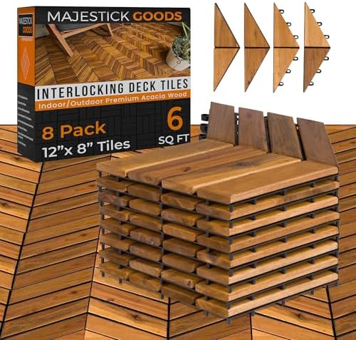 Majestick Goods 8-Pack Herringbone Acacia Wood Interlocking Deck Tiles by MajestickGoods