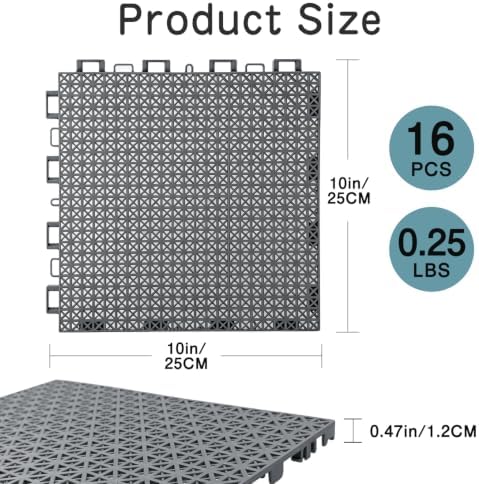16 PCS Modular Interlocking Cushion Drainage Floor Tiles 10" x10 - Image 2