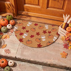 Tinideya Fall Doormat Semicircle Welcome Doormat Brown Orange 27.56'' - Image 4