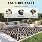 Favoyard Outdoor Rug Black & Beige 5x8 ft Waterproof Reversible Carpet Mat - Image 5