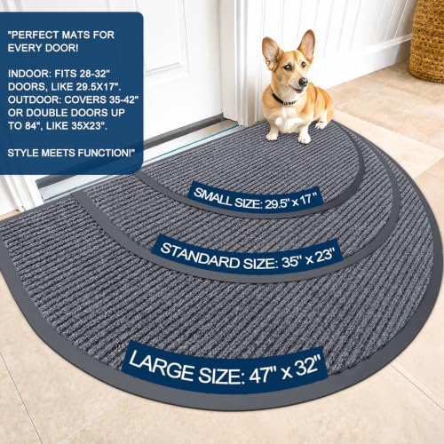 OLANLY Half Circle Front Door Mat 35x23, Waterproof Heavy-Duty Doormat - Image 2