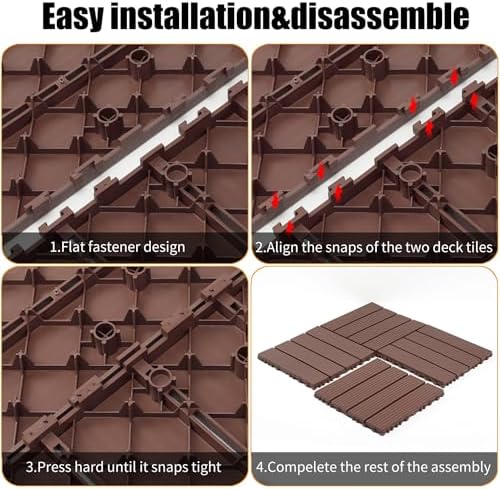 44 Pack Interlocking Deck Tiles, All-Weather Outdoor Deck Tiles - Image 4