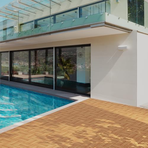 10Pcs Interlocking Deck Tiles, 12x12in Acacia Wood Flooring - Image 4