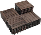 PrimeZone 27 PCS Solid Acacia Wood Interlocking Patio Deck Tiles Outdoor by PrimeZone