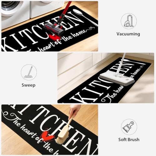 Kitchen Rugs Set 3 Piece, Non Slip Black Kitchen Mats - Image 5