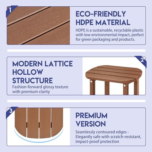 LZRS 2-Tier Patio Side Table, Heavy Duty HDPE Outdoor End Table - Image 6
