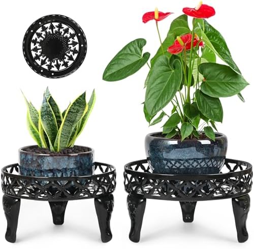 Iron Plant Stand Indoor Outdoor, 2 Pack Metal Flower Pot Stand by Jotboom