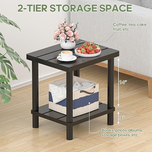 LEJANEOYE Outdoor Side Table, 2-Tier Small Outdoor Table - Image 3