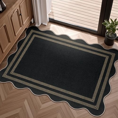 Easy Jute Outdoor Mats for Front Door, 2x3 Small Washable Kitchen Rugs by LORWER