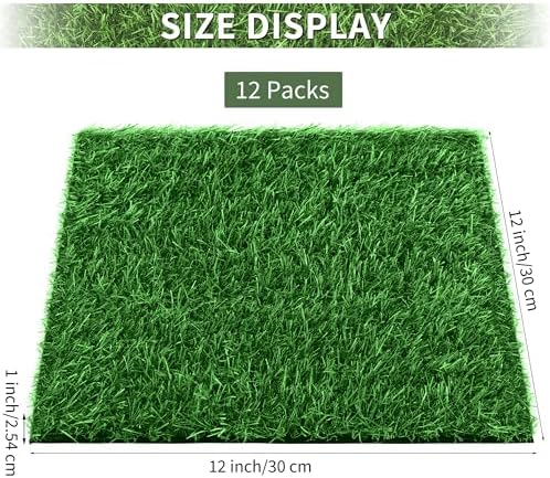 Aodaer 12 Pack Artificial Grass Mat 12 x 12 Inch Fake Grass Square Mat - Image 2