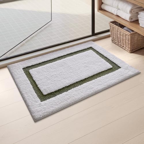 Color&Geometry Mini White Bathroom Rugs 24x16, Extra Soft Absorbent Microfiber by COLORG