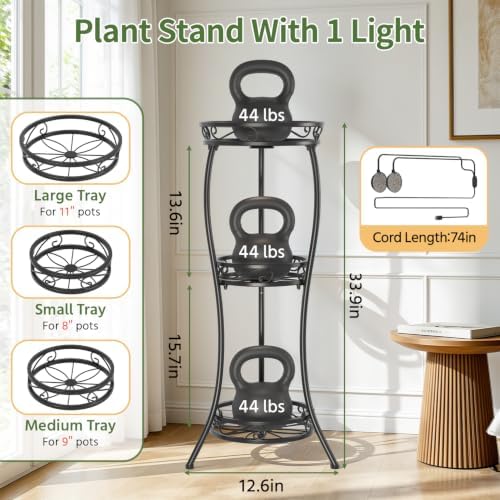 LASZOLA 3 Tiers Metal Corner Plant Stand Tall - Image 2