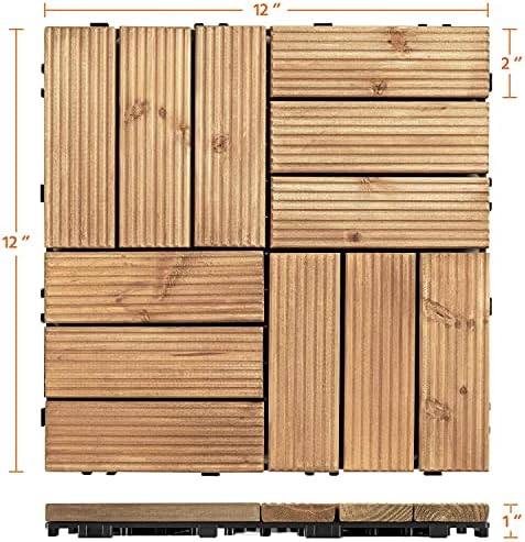 Topeakmart 27PCS Interlocking Deck Tiles 12x12 Patio Flooring, Natural Wood - Image 4