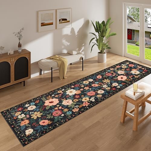 DUKINO 2.6x12 Kitchen Runner Rug, Floral Non Slip Long Washable Rug - Image 7