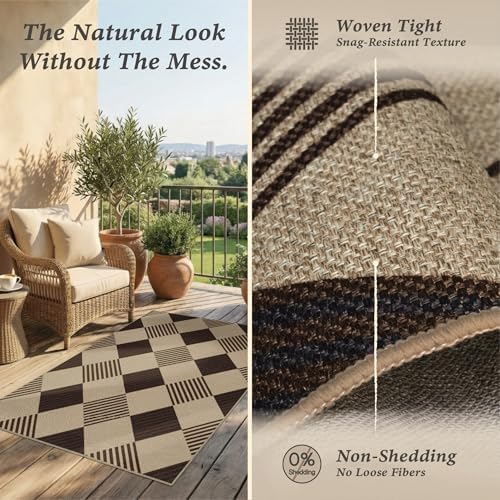JTJ Easy Jute 2x3 Entryway Rug, Washable Non Slip Diamond Pattern - Image 4