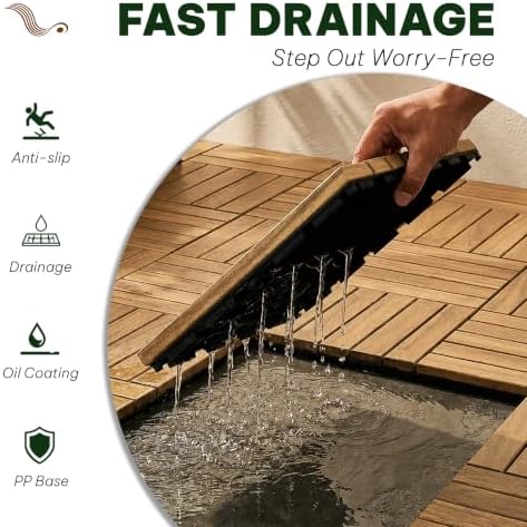 Acacia Interlocking Deck Tiles, 6 Slats - Image 6