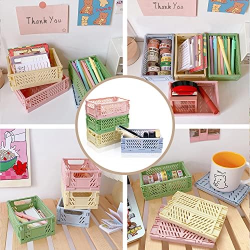 4 Pack Mini Foldable Plastic Small Baskets - Image 4