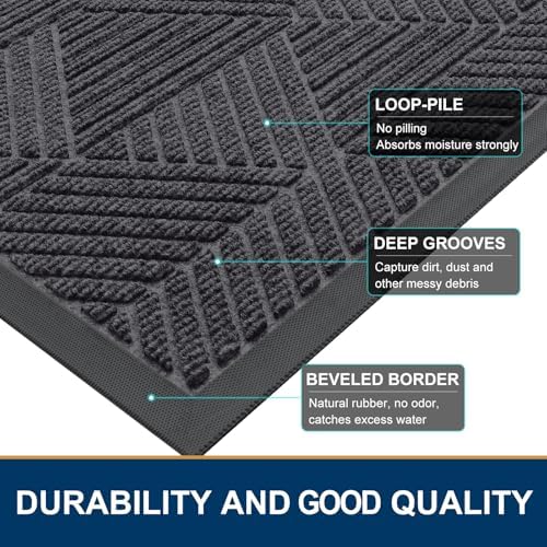 Smiry Front Door Mat Outside Entrance, Low Profile Rubber Doormat - Image 4