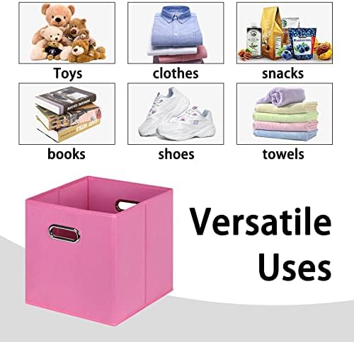 Black Foldable Storage Cubes Bins, Fabric Storage Box Cubes Organizer Baskets - Image 3