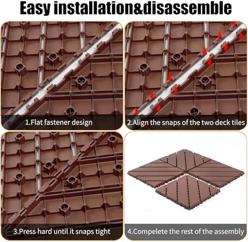 44 Pack Interlocking Deck Tiles, All-Weather Outdoor Deck Tiles - Image 4