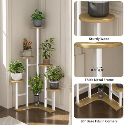 Corner Plant Stand Indoor with Grow Lights 6 Tiered Corner Plant Shelf - Image 4