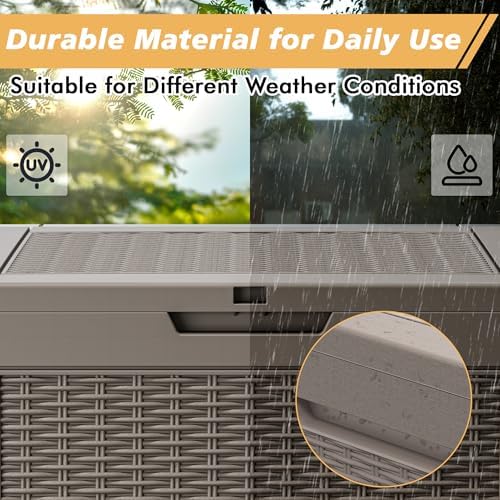 Fancyango 32 Gallon Waterproof Deck Box, Resin Outdoor Storage Box - Image 3