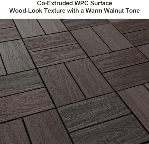 JJWOOD Interlocking Deck Tiles, Co-Extruded Wood-Look Outdoor Floor Tiles - Image 5