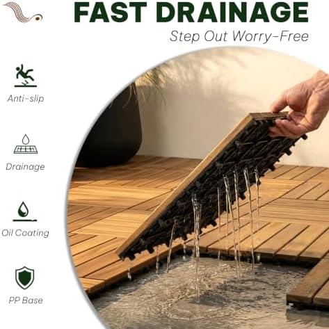 Acacia Interlocking Deck Tiles, 6 Slats - Image 6